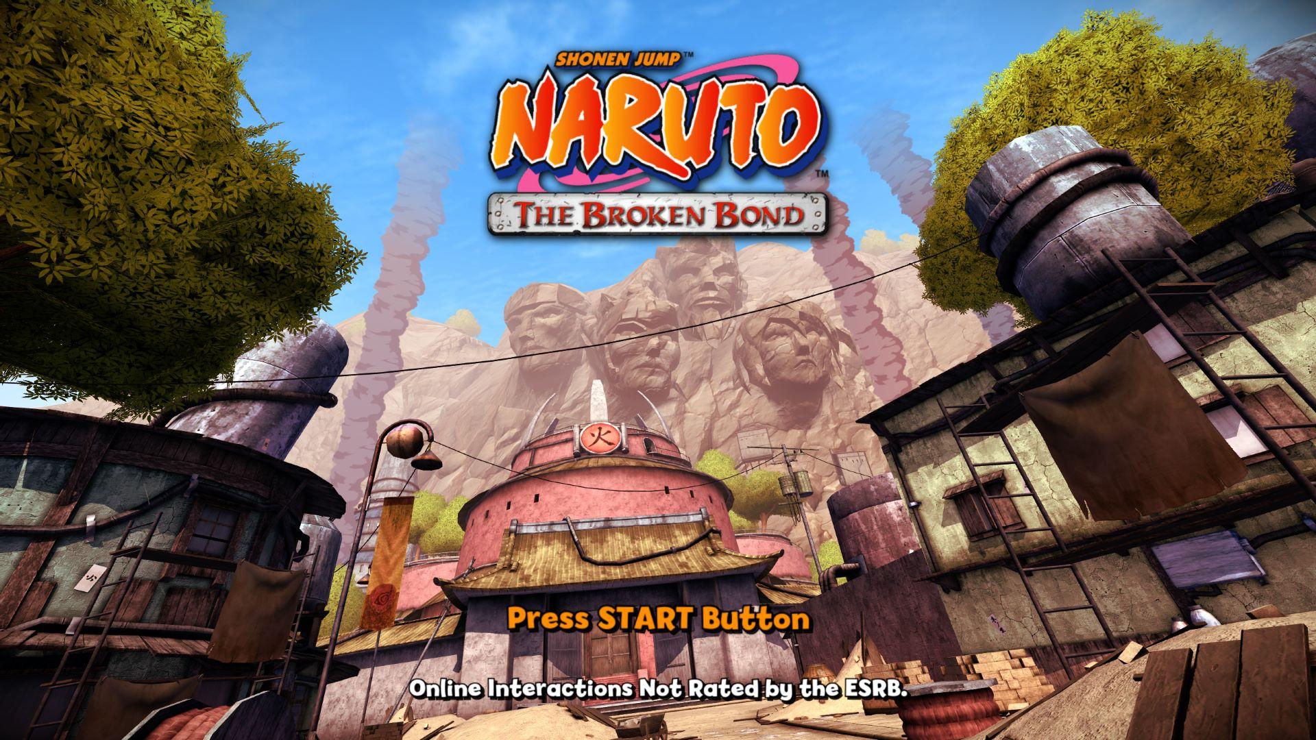 Naruto: The Broken Bond title screen for Xbox 360